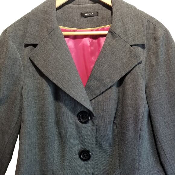 Neva Blazer Womens 12 Double Breasted Double Button Front Gray Tweed Jacket - Picture 3 of 7